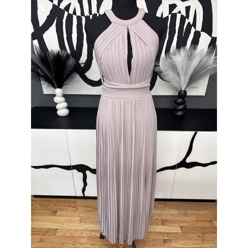 TFNC London Blush Pleated Maxi Dress Women’s US 8 Halter Formal Evening